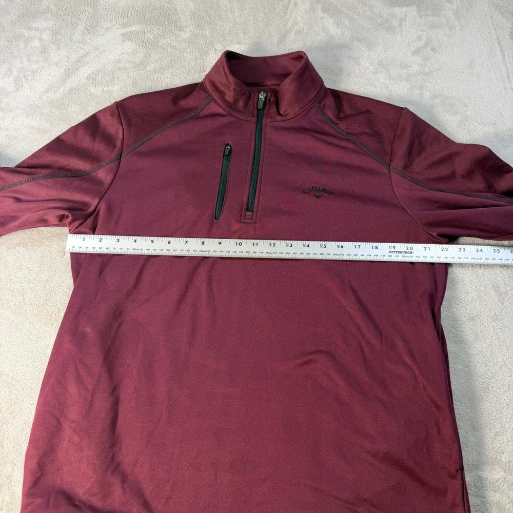 Callaway Quarter Zip Pullover Mens Medium Burgundy Fleece Lined Golf Sweater